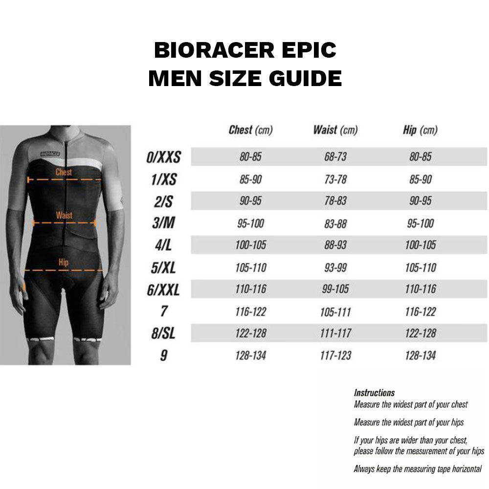 bioracer epic men size guide